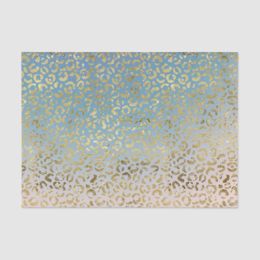 Aqua Blush Gold Leopard Print Tissuepapier (Voorkant)