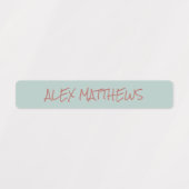 Aqua Blush Kleur Gecodeerde Namen Waterdicht Labels (Design 1)