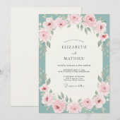 Aqua Blush Roze Bruiloft Kaart (Voorkant / Achterkant)