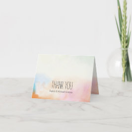 Aqua Blush Roze Sinaasappel Tie Dye Waterverf Bedankkaart