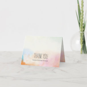 Aqua Blush Roze Sinaasappel Tie Dye Waterverf Bedankkaart