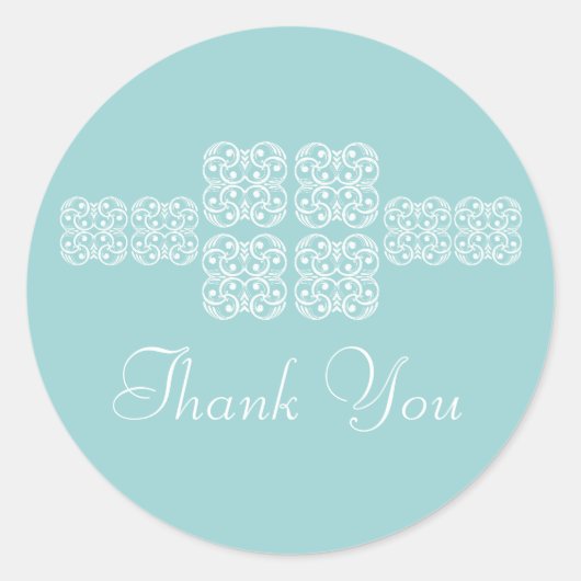 Aqua Bohemian Chic Bedankt Stickers (Voorkant)