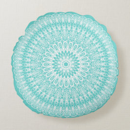 Aqua Boho Mandala Rond Kussen