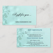 Aqua Bokeh Floral Swirl Cadeaubon Sjabloon Kortingskaartje (Voorkant / Achterkant)