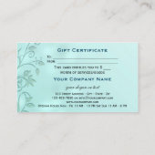Aqua Bokeh Floral Swirl Cadeaubon Sjabloon Kortingskaartje (Achterkant)