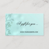 Aqua Bokeh Floral Swirl Cadeaubon Sjabloon Kortingskaartje (Voorkant)