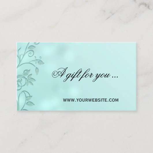 Aqua Bokeh Floral Swirl Cadeaubon Sjabloon Kortingskaartje (Voorkant)