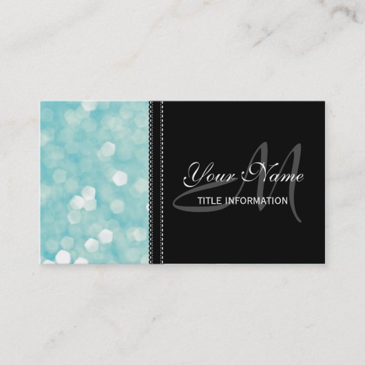 Aqua Bokeh Glitter Sparkles Visitekaartje (Voorkant)