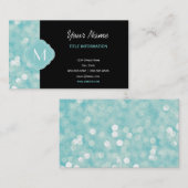 Aqua Bokeh Lights Glitter Sparkles Visitekaartje (Voorkant / Achterkant)