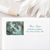 Aqua Bokeh Nautical Glitter Anchor on Wood Etiket (Insitu)