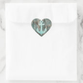 Aqua Bokeh Nautical Glitter Anchor on Wood Hart Sticker (Tas)