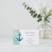 Aqua Bokeh Nautical Glitter Anchor Visitekaartje (Staand voorkant)