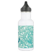 Aqua Bokeh Nautical Glitter Anchor Waterfles (Rechts)