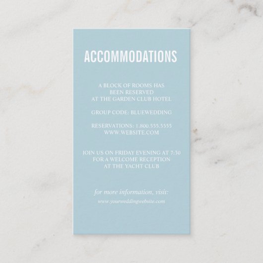 Aqua Bold Wildflower bruiloft ACCOMMODATIE Informatiekaartje (Voorkant)