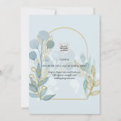 Aqua Bord Blauw Bladeren Bruiloft SAVE THE DATE Cu (Achterkant)