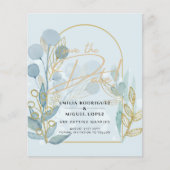 Aqua Bord Blauw Bladeren Bruiloft SAVE THE DATE Cu (Voorkant)