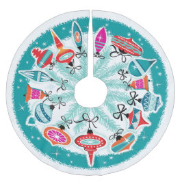 Aqua Border Retro Ornamenten Kerstboom Rok