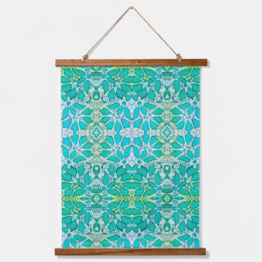 Aqua Botanisch Hangend Wandkleed (Voorkant)