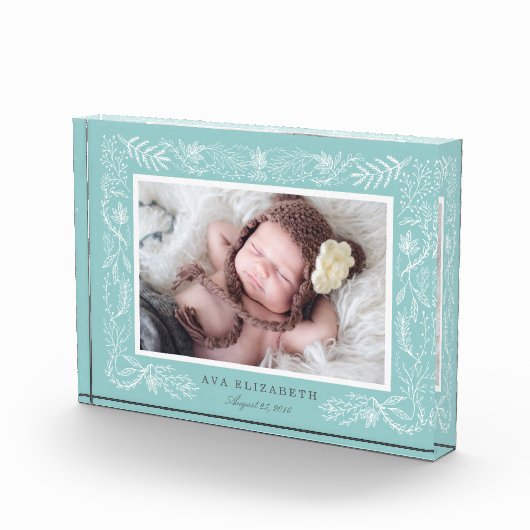 Aqua Botanisch Lijst | BABY Fotoblokken (Rechts)