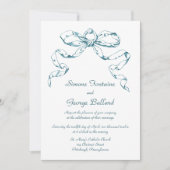 Aqua Bow Swag Wedding Uitnodiging (Voorkant)