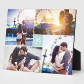 Aqua Box Timeless Monogram Weddenschap Foto Easel Fotoplaat (Zijkant)