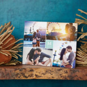 Aqua Box Timeless Monogram Weddenschap Foto Easel Fotoplaat (Zijkant)