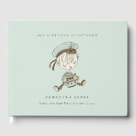 Aqua Boys Little Sailor Nautical Any Age Birthday Gastenboek