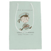 Aqua Boys Little Sailor Nautical Any Age Birthday Medium Cadeauzakje (Voorkant)