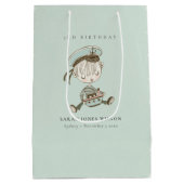 Aqua Boys Little Sailor Nautical Any Age Birthday Medium Cadeauzakje (Achterkant)