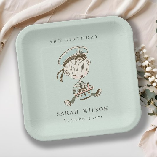 Aqua Boys Little Sailor Nautical Any Age Birthday Papieren Bordje
