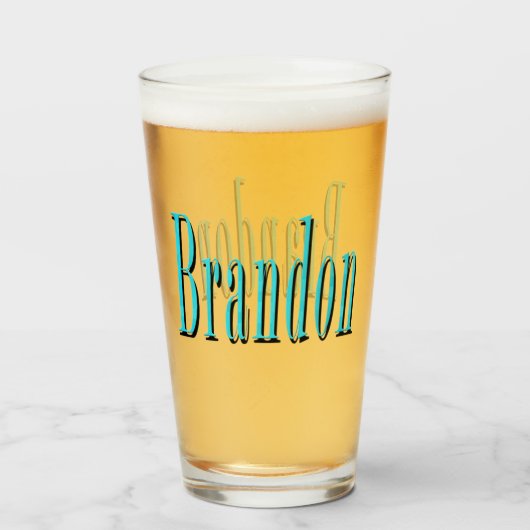 Aqua Brandon Name Logo, Glas (Voorkant gevuld)