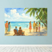 Aqua Breeze Beach Day Watercolor Canvas Afdruk (Insitu (Houten vloer))