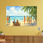 Aqua Breeze Beach Day Watercolor Canvas Afdruk (Insitu (Woonkamer))