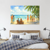 Aqua Breeze Stranddag Waterverf Canvas Afdruk (Insitu (Slaapkamer))