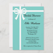 Aqua Bridal Douche Uitnodigingen, Wit lint Kaart (Voorkant)