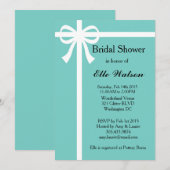 Aqua Bridal Douche Uitnodigingen, Wit lint Kaart (Voorkant / Achterkant)