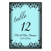 Aqua Bride Groom Namen en Datum Kaart (Achterkant)
