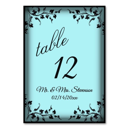 Aqua Bride Groom Namen en Datum Kaart (Voorkant)