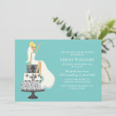 Aqua Bride over de bruiloft Cake Kaart (Staand voorkant)