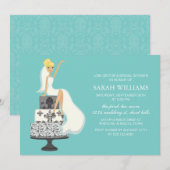 Aqua Bride over de bruiloft Cake Kaart (Voorkant / Achterkant)