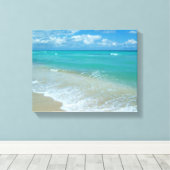 Aqua Bright Blue Beach Waves Canvas Afdruk (Insitu (Houten vloer))