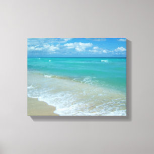 Aqua Bright Blue Beach Waves Canvas Afdruk