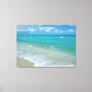 Aqua Bright Blue Beach Waves Canvas Afdruk