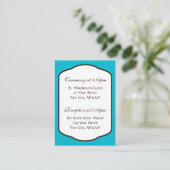 Aqua Brown and White Wedding Guest Reference Kaart (Staand voorkant)