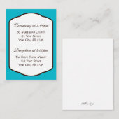 Aqua Brown and White Wedding Guest Reference Kaart (Voorkant / Achterkant)
