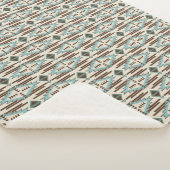 Aqua Brown Aztec-patroon Sherpa Deken (3/4)