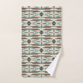Aqua Brown Aztec Pattern Monogram Bad Handdoek (Handdoek)