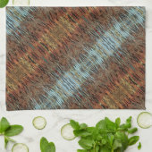 Aqua Brown Beige Tan Abstract patterned Theedoek (Gevouwen)