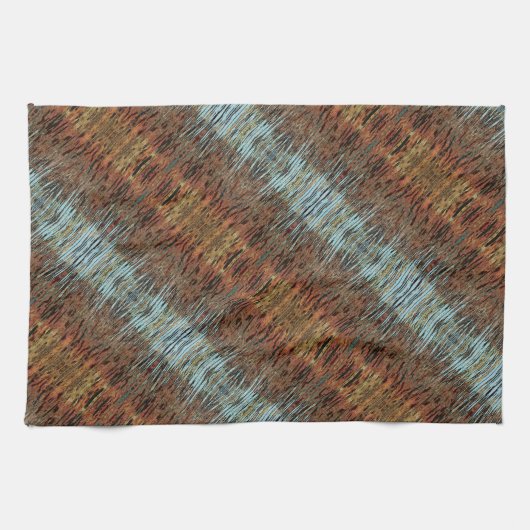 Aqua Brown Beige Tan Abstract patterned Theedoek (Horizontaal)