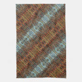 Aqua Brown Beige Tan Abstract patterned Theedoek (Verticaal)